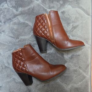 Brown Quilted Heeled Booties